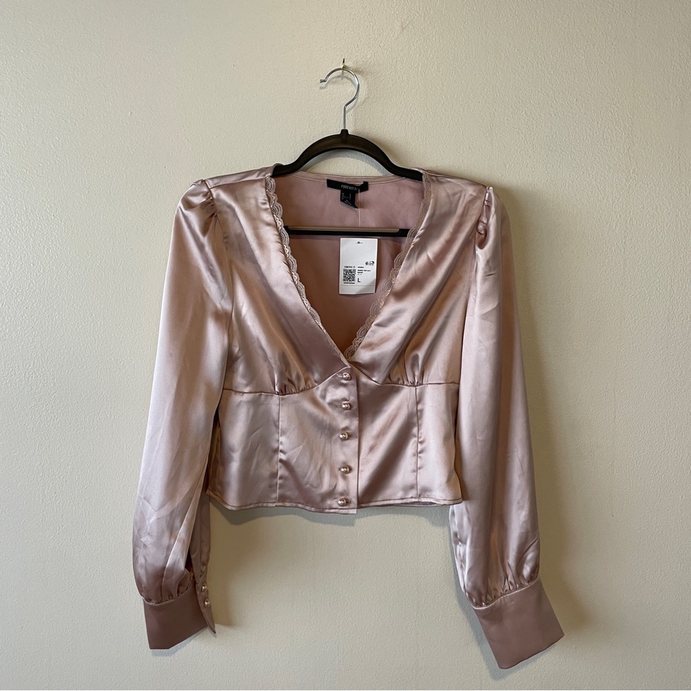 Forever 21 Satin Blouse - Light Pink